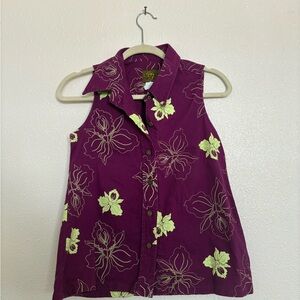 Sig Zane Purple Floral Sleeveless Blouse